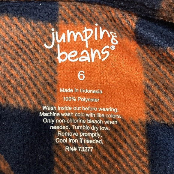 Jumping beans Buffalo check orange navy fleece button down size 6 - Picture 7 of 7